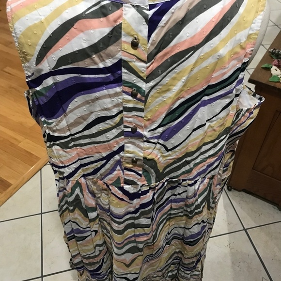Anthropologie Faustina Dress 16 Colorful Midi Marbled Striped Preppy Chic Retro - Picture 11 of 15